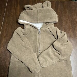 Old Navy Baby Brown Fleece Hooded Bear‎ Ear Bunting Snowsuit 6–12M